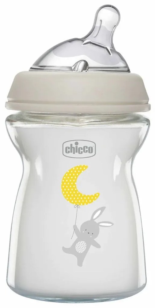 Γυάλινο Μπιμπερό 250ml Με Θηλή Σιλικόνης 0+Μ Chicco Natural Feeling A50-81221-30