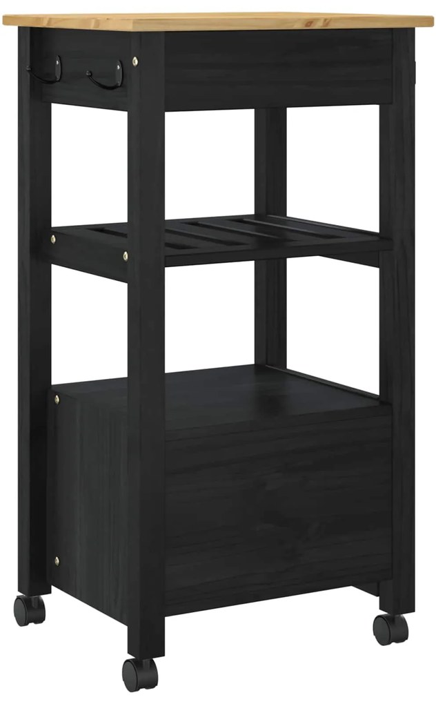 vidaXL Καρότσι Κουζίνας Μονόχρωμο Μαύρο 48 x 40 x 88,5 εκ.