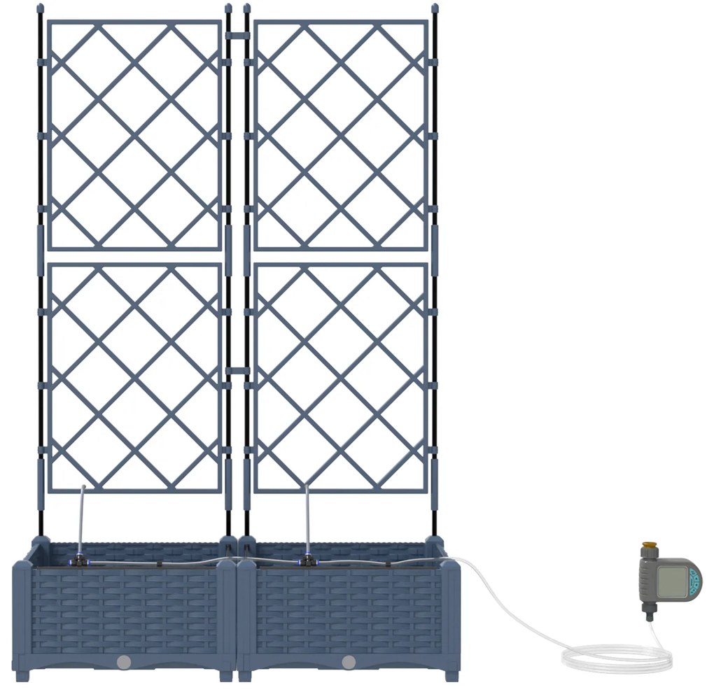 vidaXL Γλάστρες Κήπου 1 τεμ Καφασωτό Γκρι 80 x 40 x 126 cm Πλαστικό