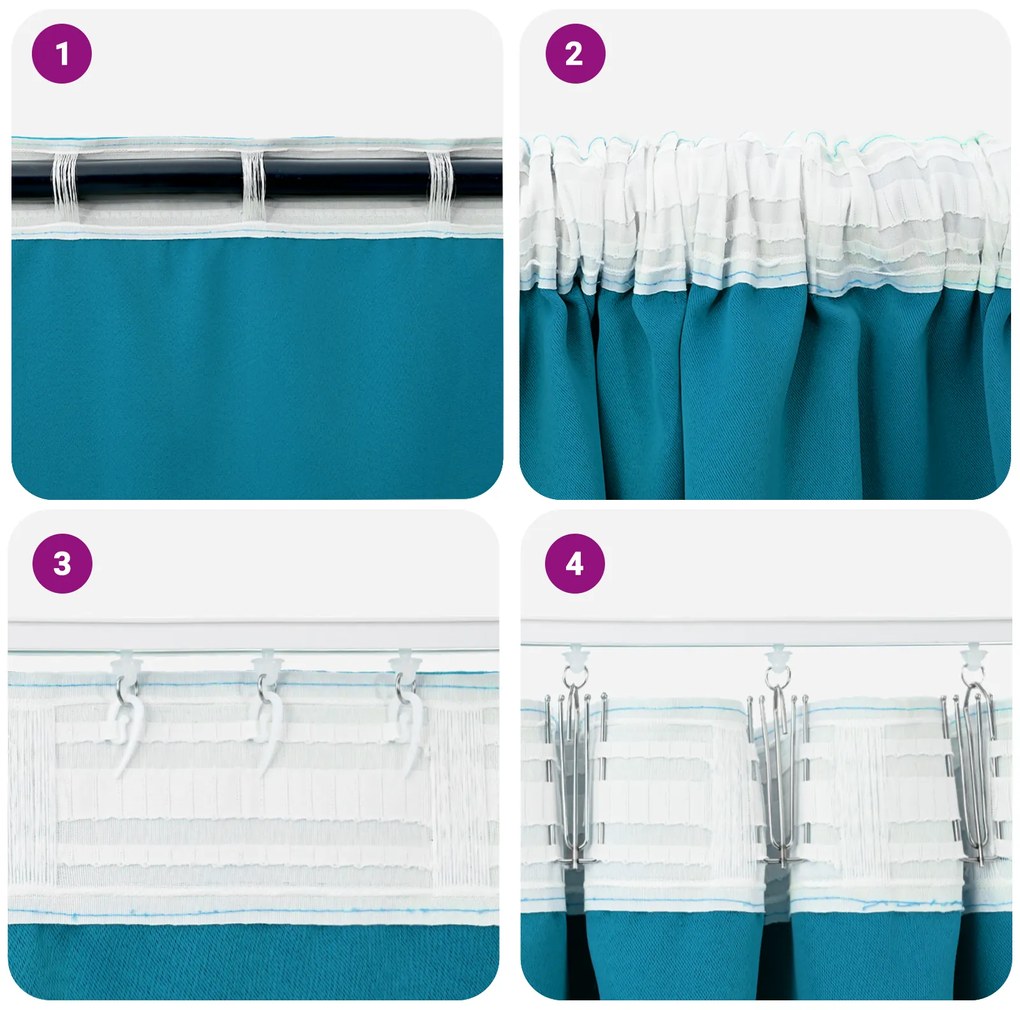 vidaXL Κουρτίνες με κουρτίνες 2 pcs Τιρκουάζ 225 x 140 εκ. Πολυεστέρας