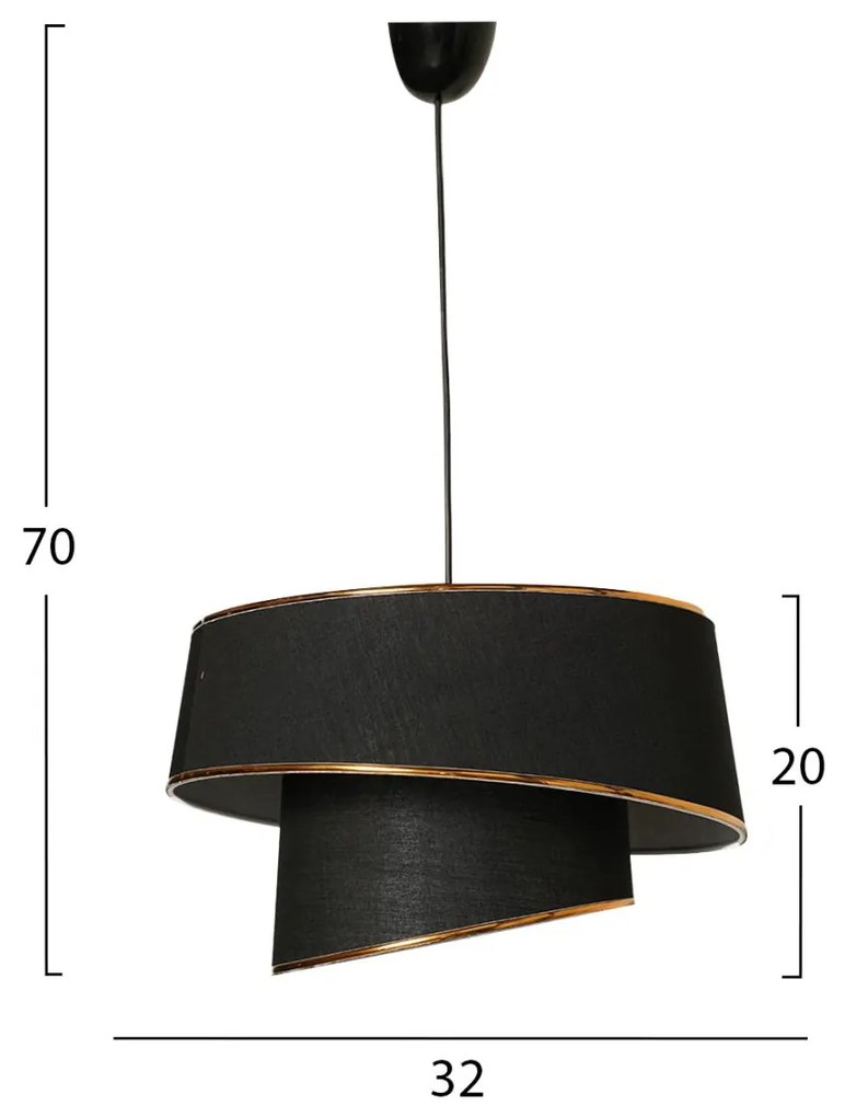 Φωτιστικό οροφής Κρεμαστό C7356.03 Μέταλλο και Ύφασμα Μαύρο Φ32x70Υ εκ. 32x32x70 εκ.