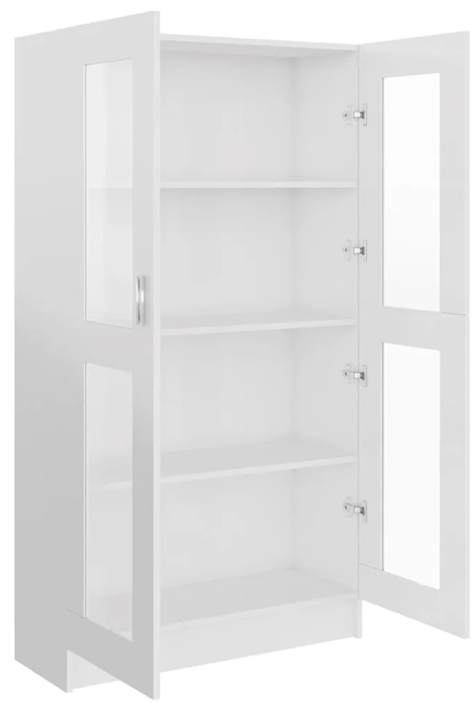 vidaXL Βιτρίνα Γυαλιστερό Λευκό 82,5 x 30,5 x 150 εκ. Επεξ. Ξύλο