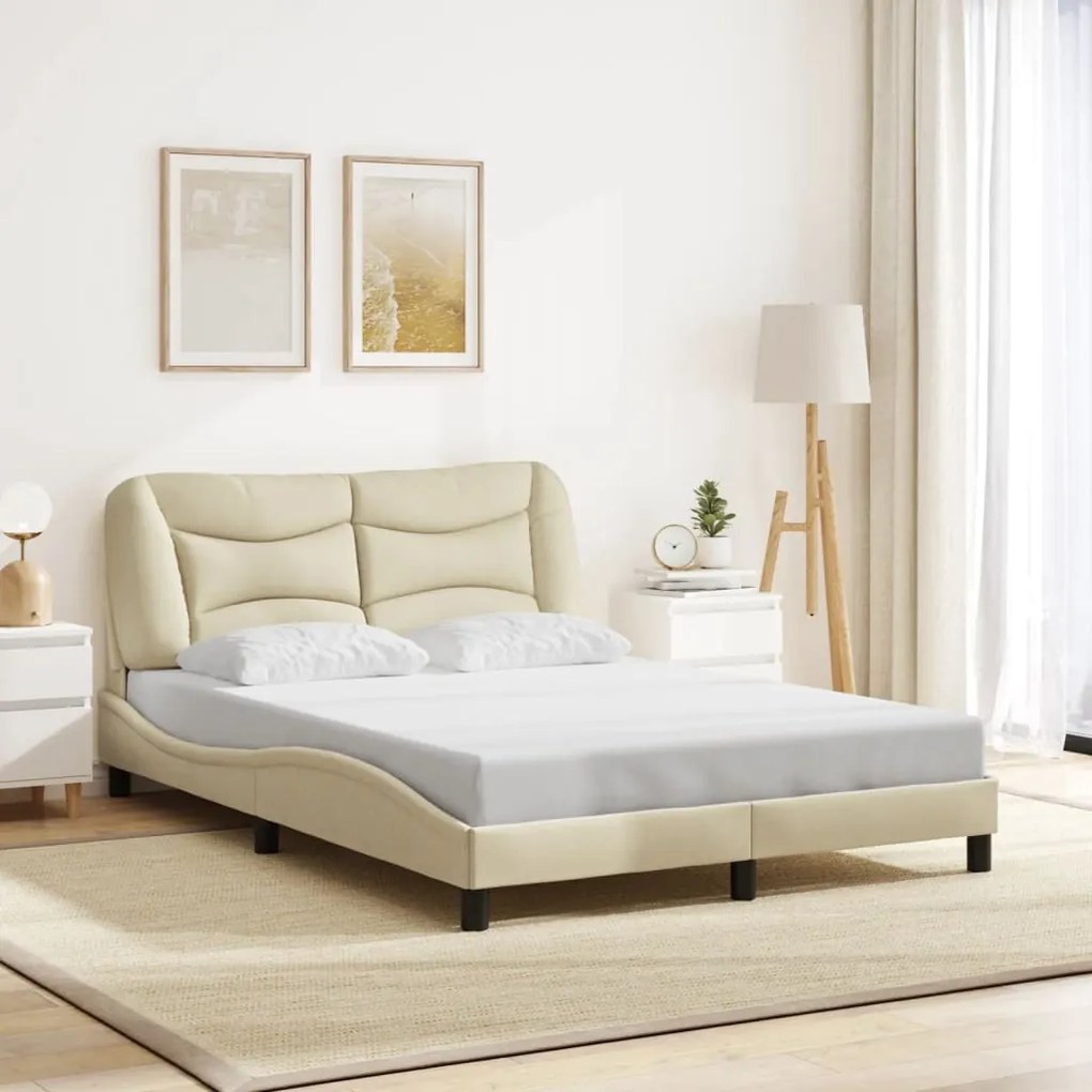vidaXL Σκελετός Κρεβατιού Χωρίς Στρώμα Κρεμ 120x200 εκ. Υφασμάτινο
