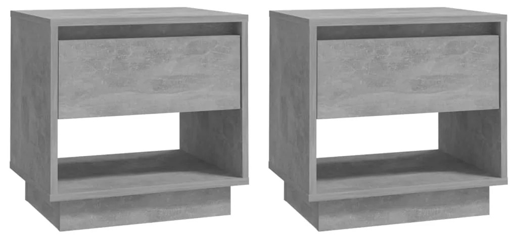 vidaXL Κομοδίνα 2 τεμ. Γκρι Σκυροδέματος 45 x 34 x 44εκ. Επεξεργ. Ξύλο