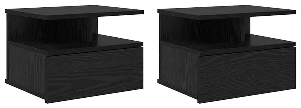 vidaXL Κρεβάτι με Float με συρτάρι 2 pcs Μαύρη Οξυά 40 x 31 x 27 εκ.