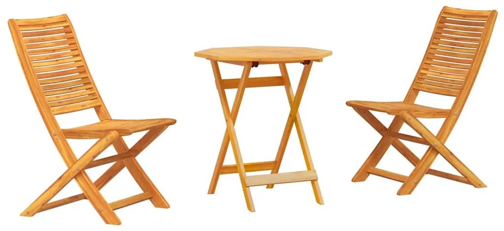 vidaXL Φορητό Σετ Μπιζερί Πτυσσόμενος 3 pcs Καφέ Μασίφ ξύλο ακακίας