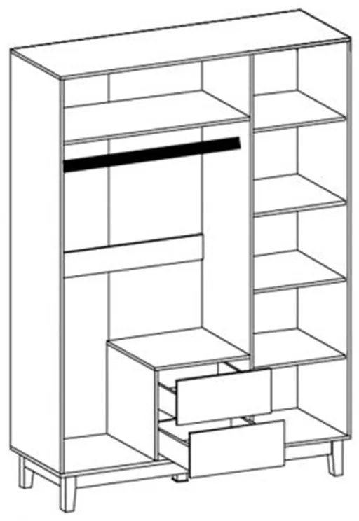 Ντουλάπα Awell pakoworld τρίφυλλη sonoma-λευκό 153,5x54,5x216εκ