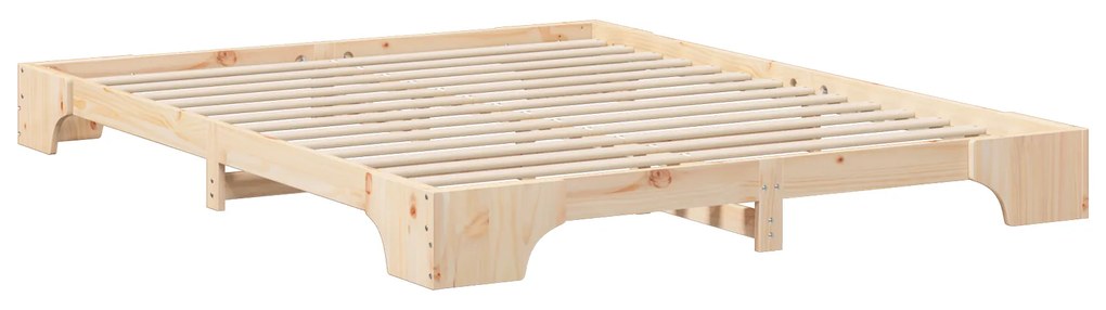 vidaXL Κρεβάτι δαπέδου Καφέ 160 x 220 εκ. Μασίφ ξύλο πεύκου