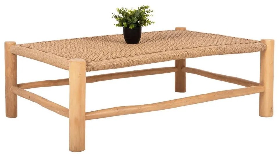 Τραπέζι Σαλονιού Londer HM5985 119x79,5x41cm Από Ξύλο Teak Rattan Natural