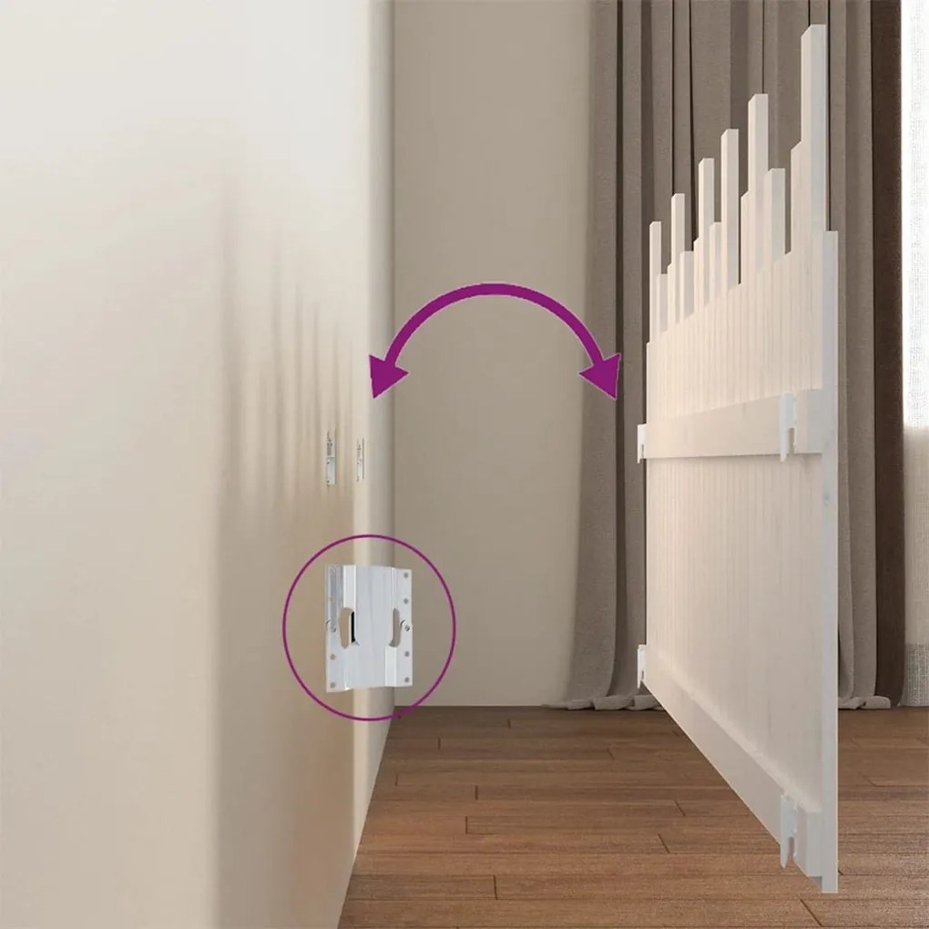 vidaXL Κεφαλάρι Τοίχου Λευκό 185x3x80 εκ. από Μασίφ Ξύλο Πεύκου