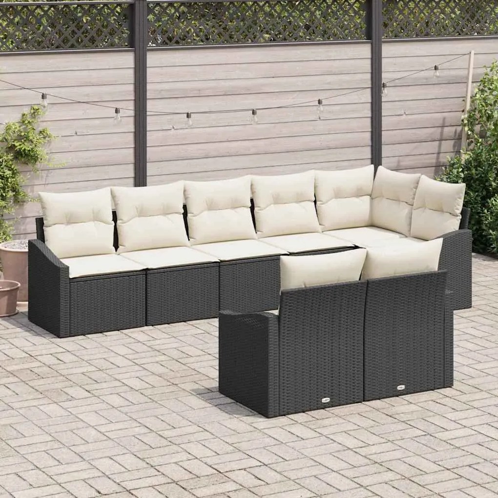 vidaXL Σετ Καναπέ Κήπου 8 pcs Μαύρο Πολυ ράταν