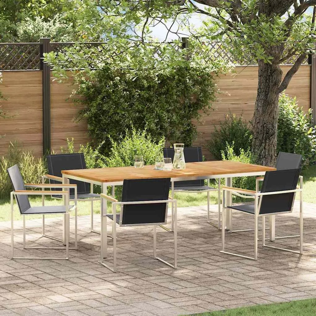 vidaXL Σέτ φαγητού για κήπο 7 pcs Συμπαγές Ξύλο Τικ