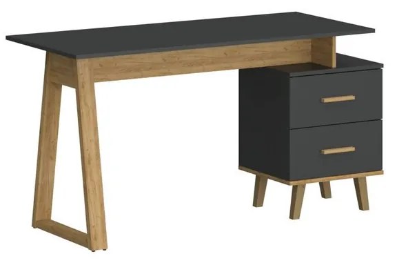 Σύνθεση Γραφείου Pluton Set 2 (Σετ 2τμχ) Ανθρακί-Χρυσό Δρυς