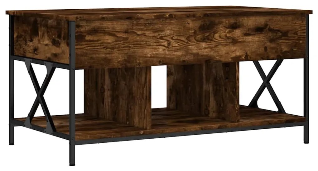 vidaXL Τραπεζάκι Σαλονιού Καπνιστή Δρυς 100x55x50 εκ. Επ. Ξύλο/Μέταλλο