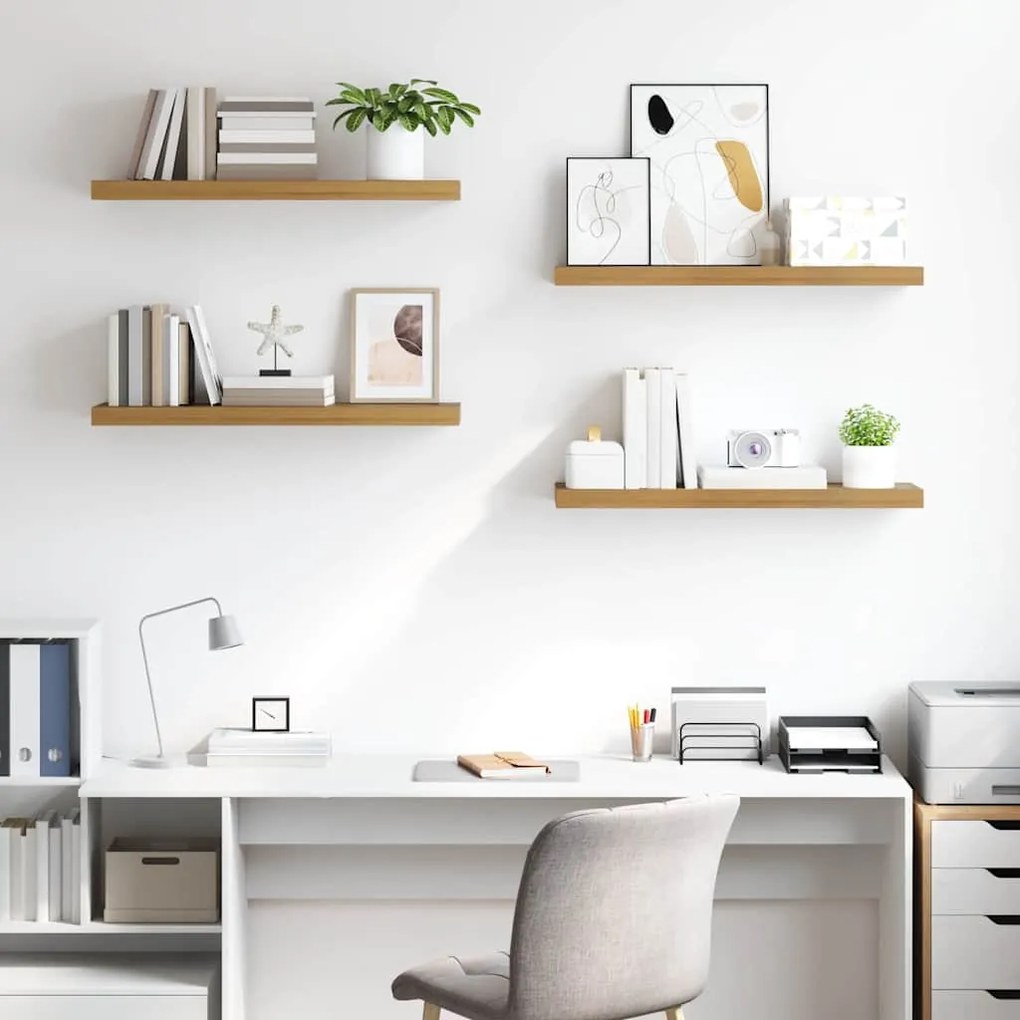 vidaXL Ράφι Τοίχου 4 pcs Καφέ 80 x 23,5 x 4 εκ Επεξεργασμένο ξύλο