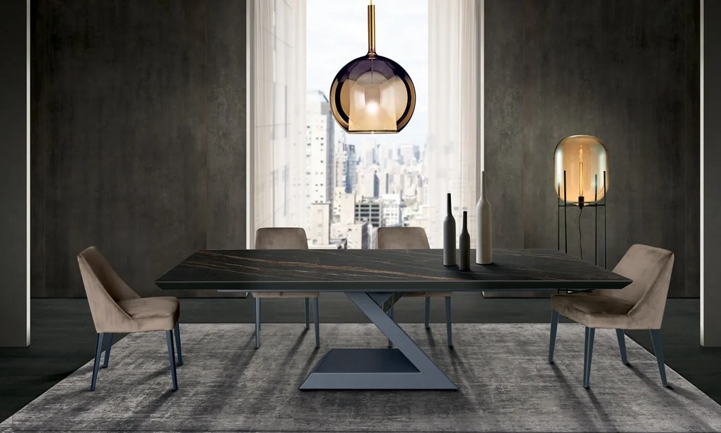 Τραπέζι Zagor Extendable 200-300x100x76 - Varnished steel copper