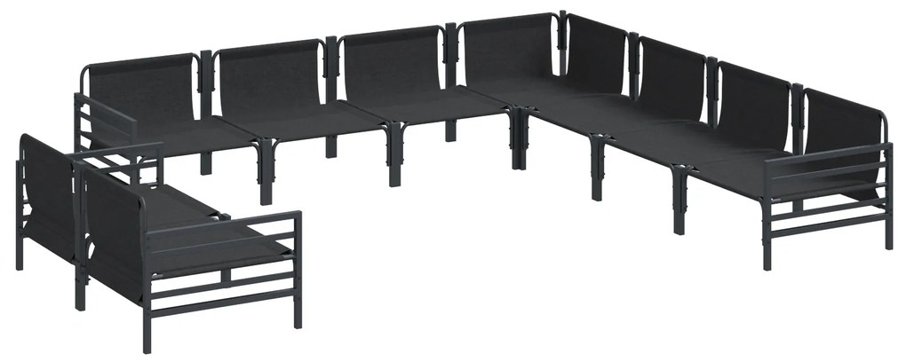 vidaXL Σετ Καναπέ Κήπου 9 pcs Ανθρακί Ατσάλι