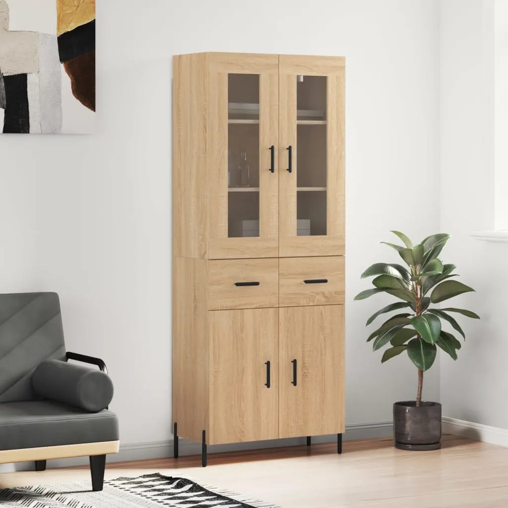 vidaXL Ντουλάπι Sonoma δρυς 69,5 x 34 x 180 εκ. από Επεξεργασμένο Ξύλο