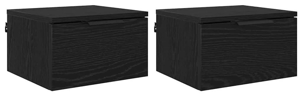 vidaXL Κομοδίνο 2 pcs Μαύρη δρυς 34 x 30 x 20 εκ Επεξεργασμένο ξύλο