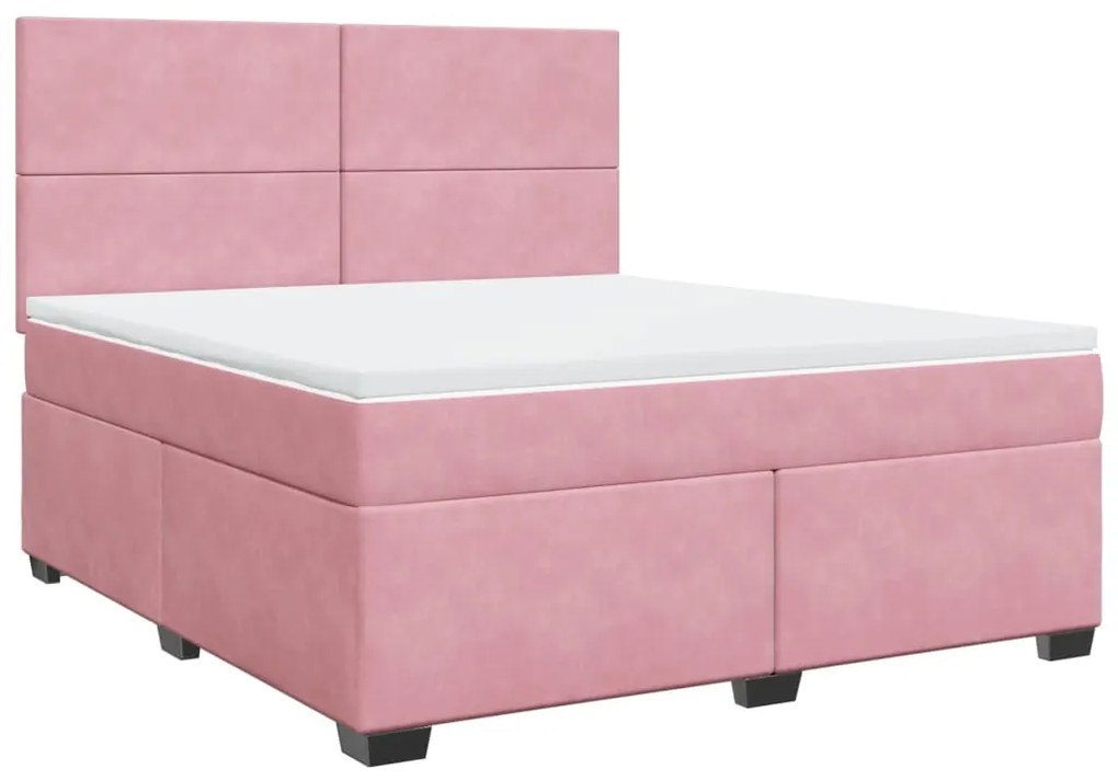 vidaXL Κρεβάτι Boxspring με Στρώμα Ροζ 180x200 εκ. Βελούδινο