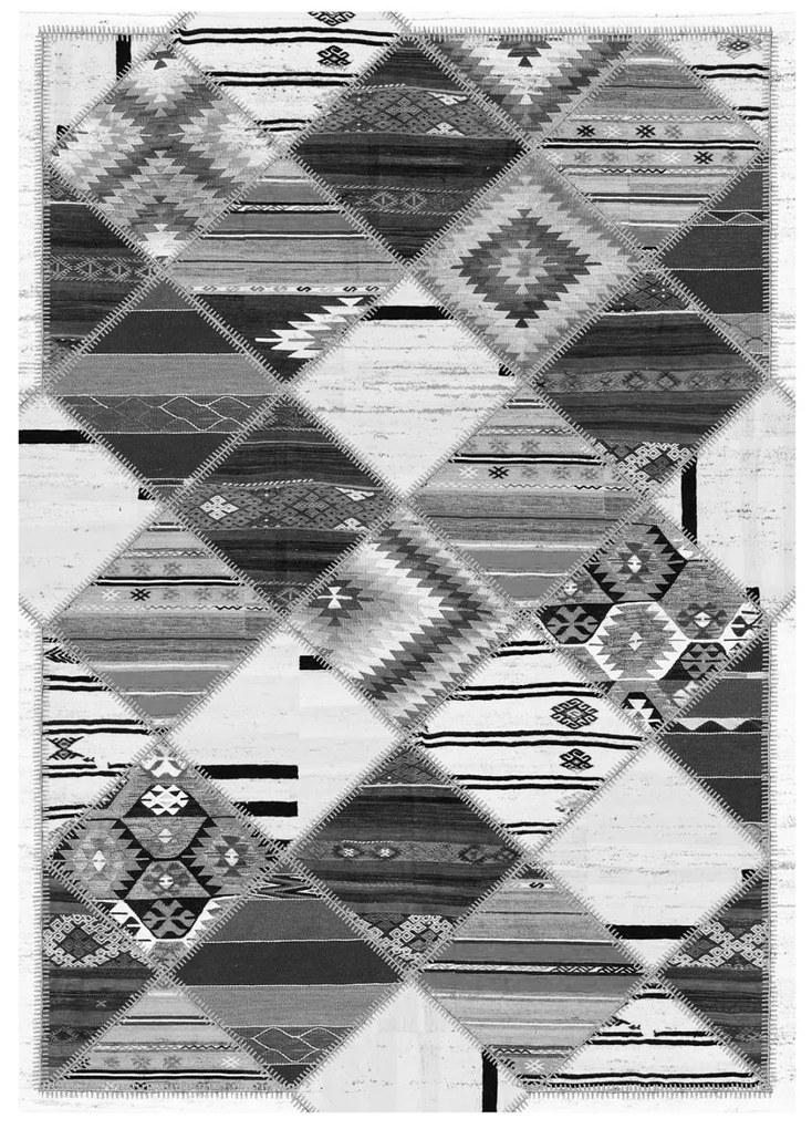 Χαλί σαλονιού ETHNIC C7677.21 με Κρόσια Josiane Γκρί - Λευκό 120x170 εκ. 120x170x1 εκ.