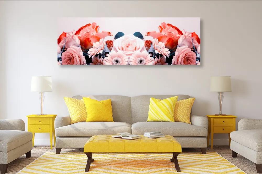 Εικόνα floral σύνθεση με ρομαντική πινελιά - 135x45