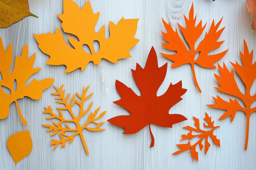 Σετ των 2 Intra απο ξύλο plywood 3mm-4mm πάχος – Paper Cut Fall Leaves Δίασταση  20x20 cm INTRAFABR-107939824