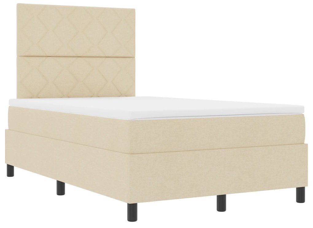 vidaXL Κρεβάτι με ελατήρια με στρώμα Κρεμ 120 x 200 cm ύφασμα