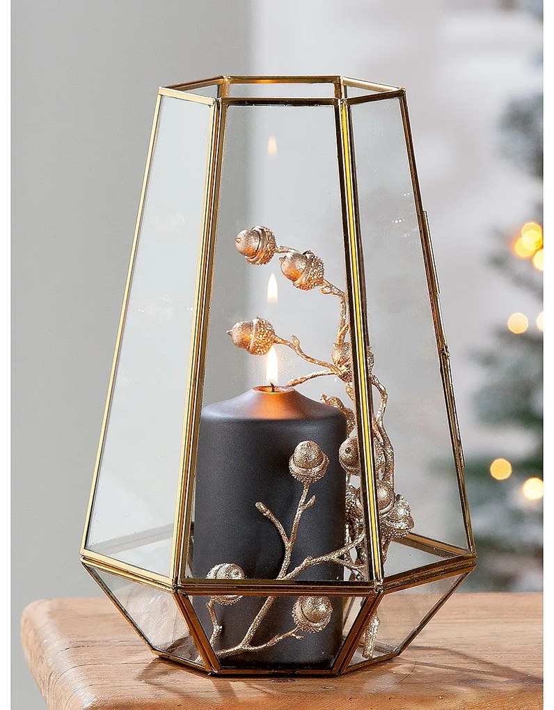 Φανάρι ArteLibre Χρυσό/Διάφανο Μέταλλο/Γυαλί 30cm