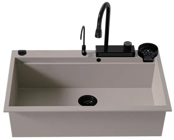 Sanitec Ultra Granite 850 Quartz Multi Ένθετος Γρανιτένιος Νεροχύτης 79Χ50cm Sienna (Black accessories)