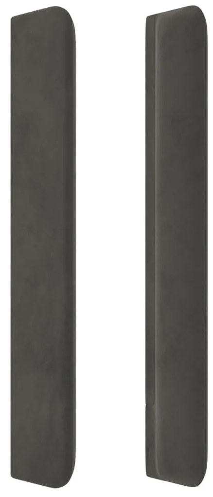 Κεφαλάρι με Πτερύγια Σκούρο Γκρι 163x16x118/128 εκ. Βελούδινο - Γκρι