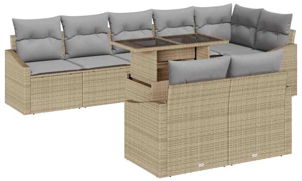 vidaXL Σετ Καναπέ Κήπου 9 pcs Μπεζ, Ανοιχτό Γκρι 100 x 55 x 73 εκ