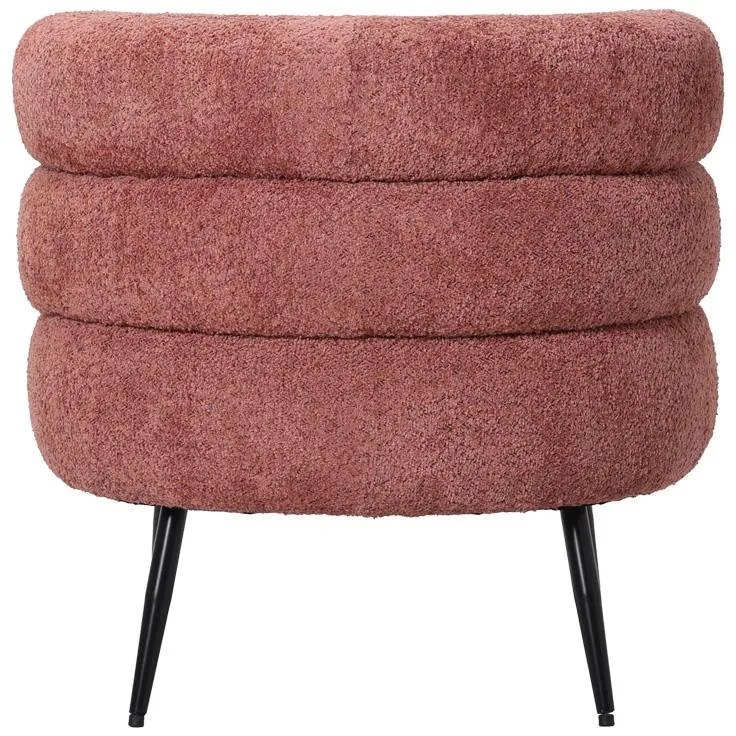 Πολυθρόνα Foleja μπουκλέ ύφασμα σε απόχρωση σάπιο μήλο με μαύρα μεταλλικά πόδια 76x75x72εκ 76x75x72 εκ.