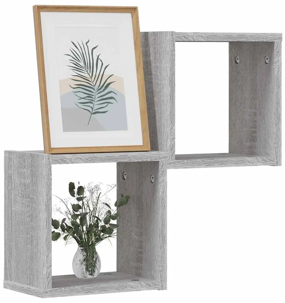 vidaXL Ράφια Τοίχου 2 pcs Γκρι 26 x 15 x 26 cm Επεξεργασμένο ξύλο