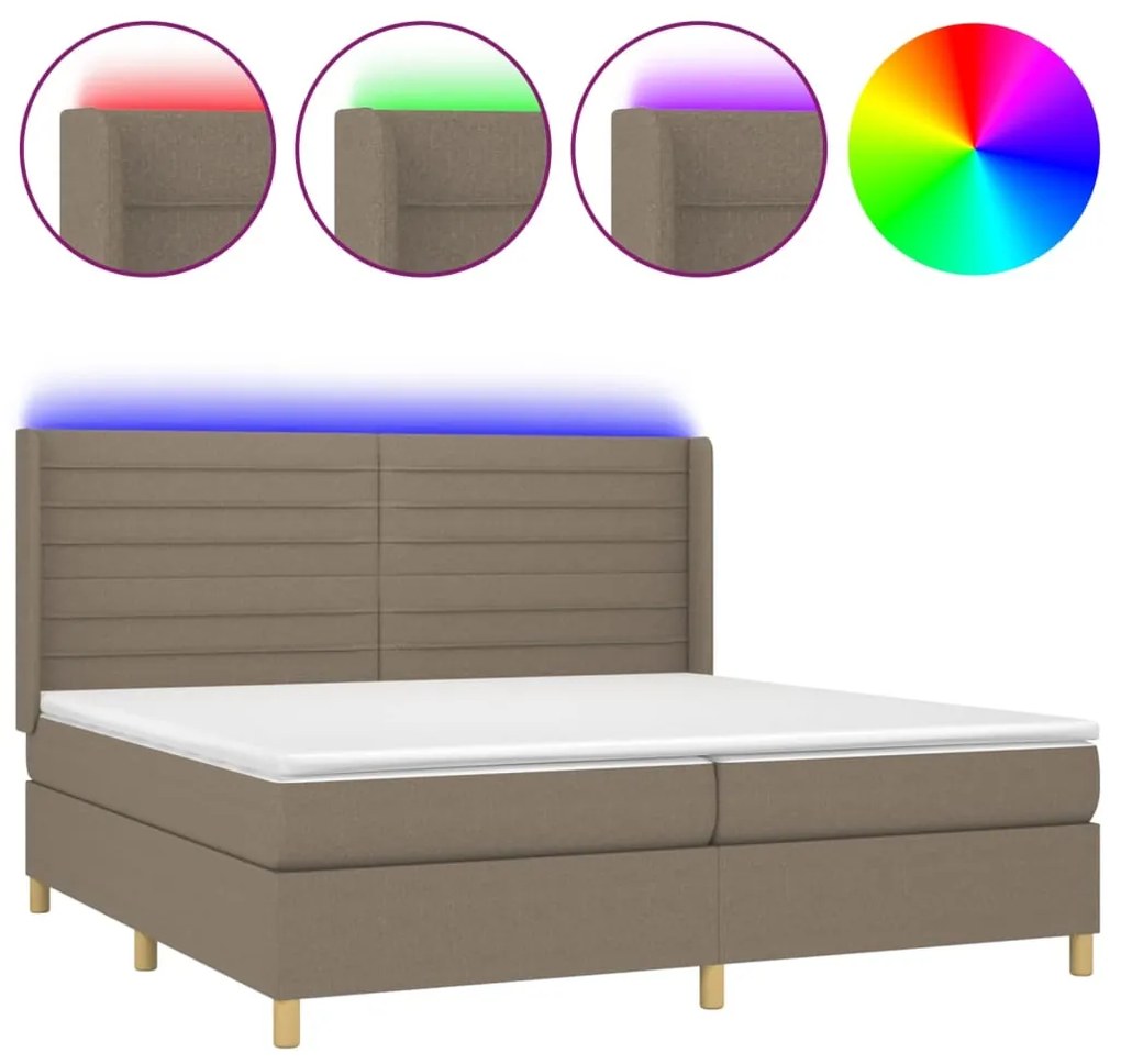 ΚΡΕΒΑΤΙ BOXSPRING ΜΕ ΣΤΡΩΜΑ &amp; LED TAUPE 200X200 ΕΚ. ΥΦΑΣΜΑΤΙΝΟ 3138985