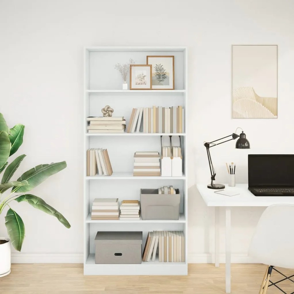 vidaXL Βιβλιοθήκη Λευκή 80x24x176 εκ. από Επεξεργασμένο Ξύλο