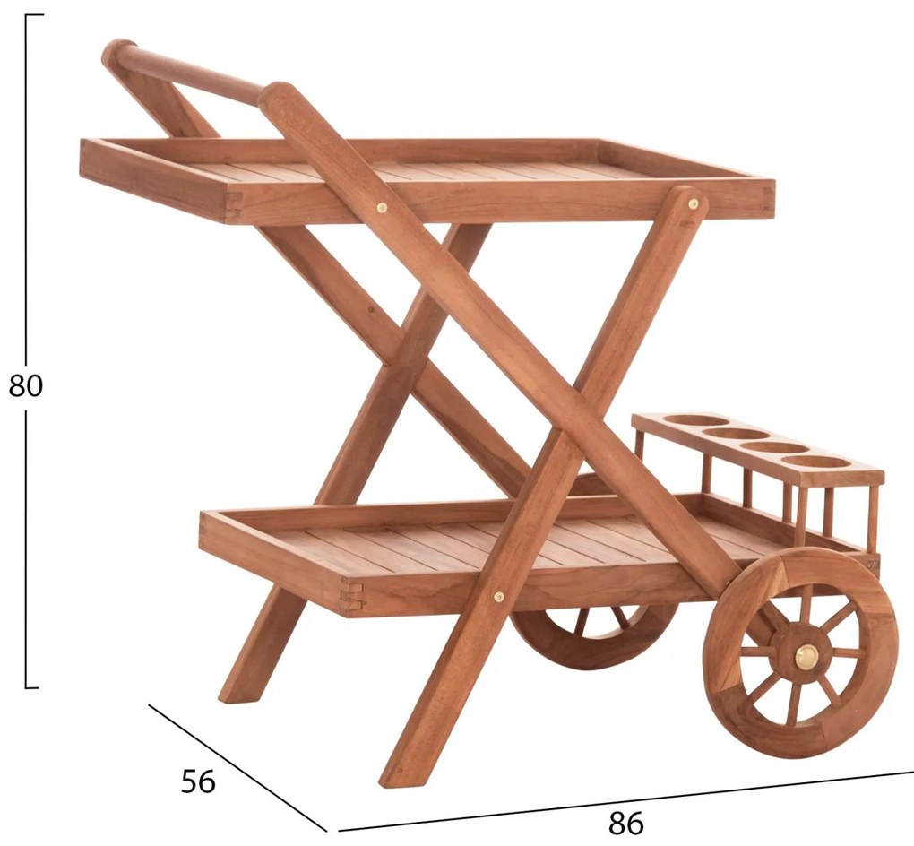 Δίσκος Σερβιρίσματος Σε Τρόλεϋ ALFRED C4579 Ξύλο Teak Φυσικό 86x56x80Υ εκ. 86x56x80 εκ.