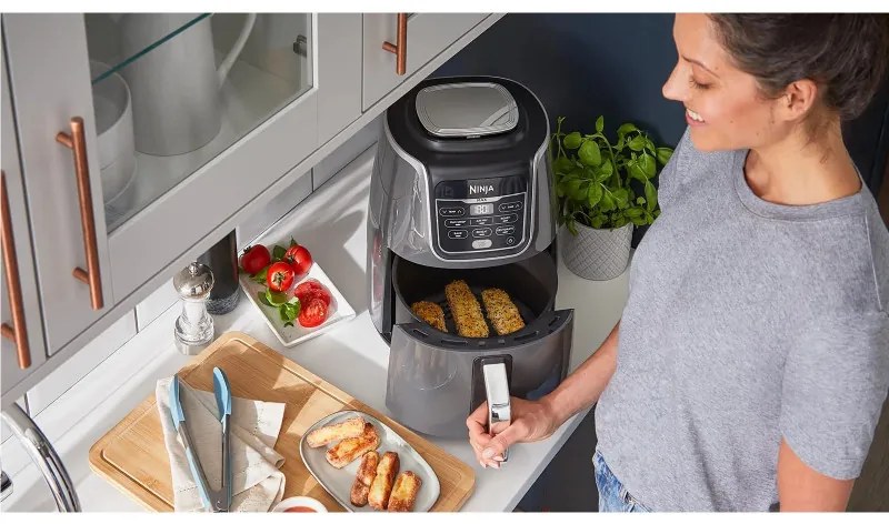 Φριτέζα ζεστού αέρα Ninja AF160EU, 2470W, 5,2 l, 6 προγράμματα, Max Crisp, Γκρι