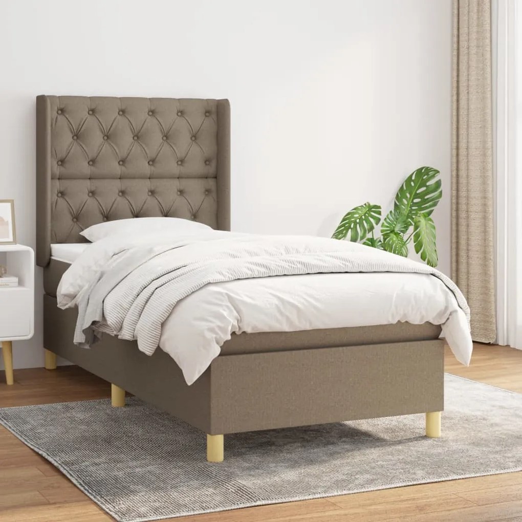 vidaXL Κρεβάτι Boxspring με Στρώμα Taupe 80x200 εκ. Υφασμάτινο