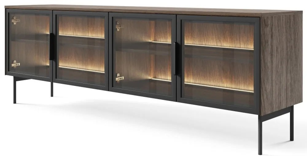Έπιπλο Τηλεόρασης Lumi 181x62x39cm Walnut-Black