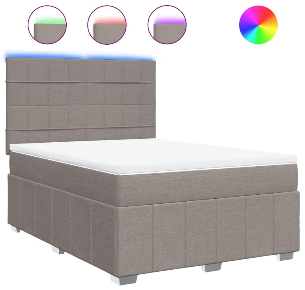 vidaXL Κρεβάτι Boxspring με Στρώμα Taupe 140x200 εκ. Υφασμάτινο