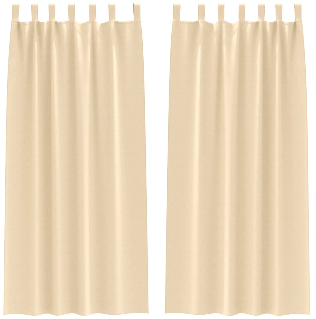 vidaXL Κουρτίνες με κουρτίνες 2 pcs Κρεμ 260 x 140 εκ. Πολυεστέρας