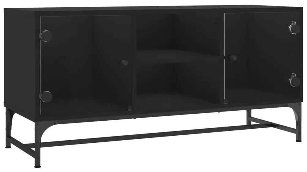 vidaXL Έπιπλο Τηλεόρασης Μαύρο 102x37x50 εκ. με Γυάλινες Πόρτες