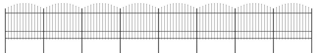 vidaXL Κάγκελα Περίφραξης με Λόγχες Μαύρα (1,5-1,75)x13,6 μ. Ατσάλινα