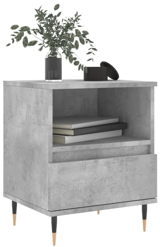 vidaXL Κομοδίνα 2 τεμ. Γκρι Σκυροδέματος 40x35x50 εκ. Επεξεργ. Ξύλο