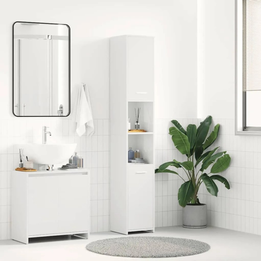 vidaXL Στήλη Μπάνιου Γυαλιστερό Λευκό 30x30x183,5 εκ. Επεξεργασμ. Ξύλο