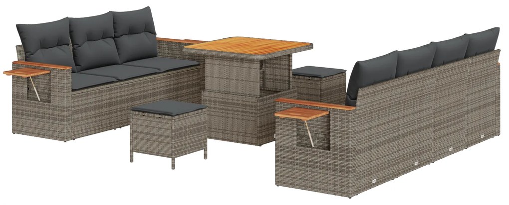 vidaXL Σετ Καναπέ Κήπου με μαξιλάρι 10 pcs Γκρι 80 x 80 x 71 cm