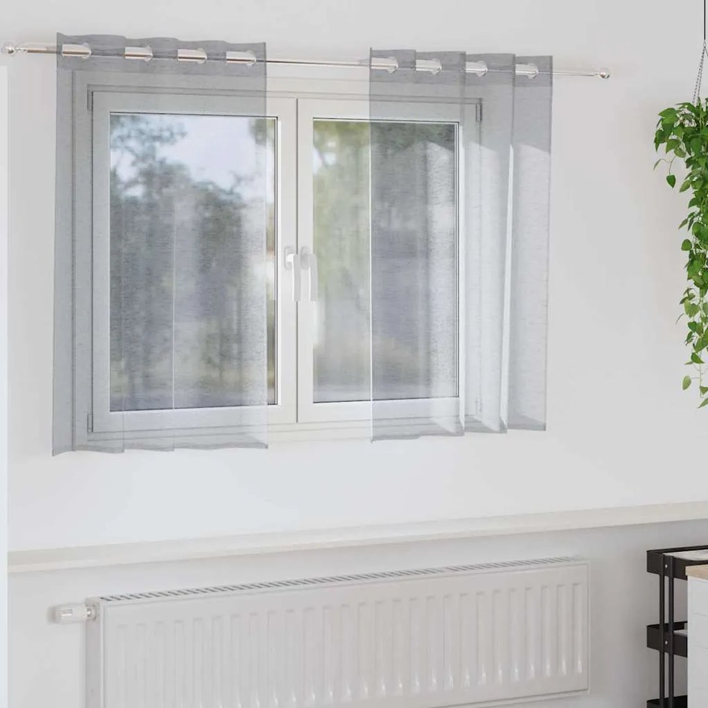 Κουρτίνα βυσσινί 2 pcs Σκούρο Γκρι 140 x 140 cm Πολυεστέρας