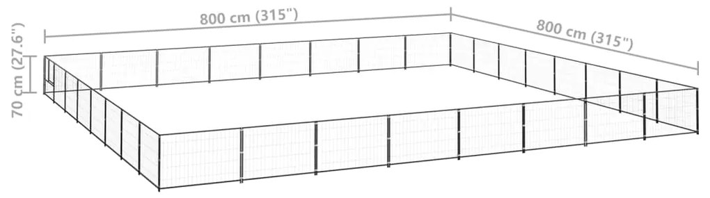 vidaXL Σπιτάκι Σκύλου Μαύρο 64 μ² Ατσάλινο