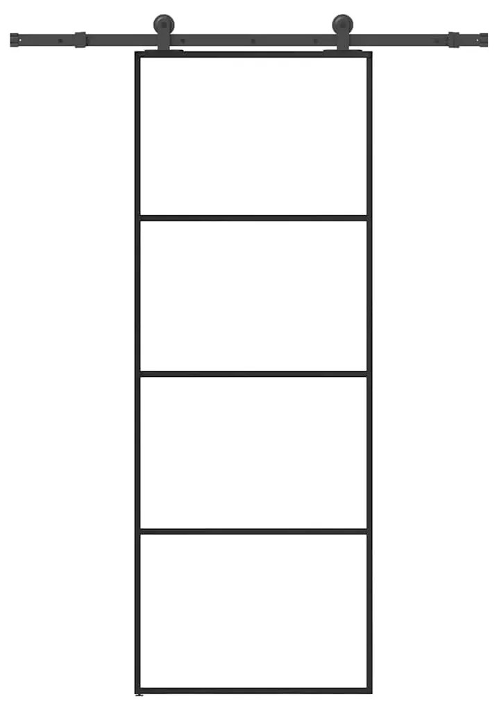 vidaXL Συρόμενη Πόρτα με Μηχανισμό 76x205 εκ. Γυαλί ESG & Αλουμίνιο